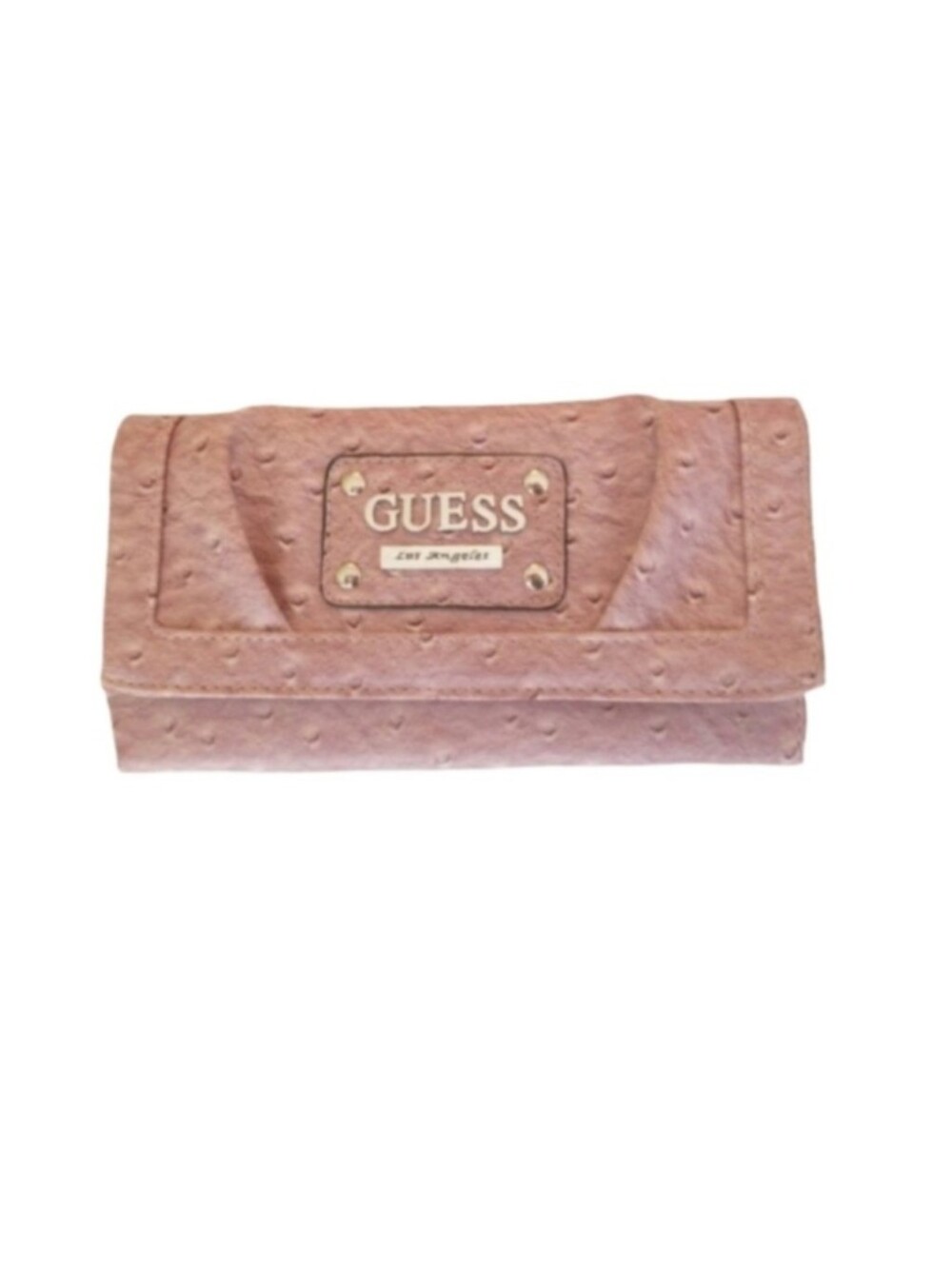 Guess Blush Pink Women's Wallet Textured Faux Ostrich Print Purse Clutch